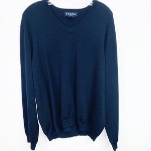 Mens Brooks Brothers Navy Blue Wool Blend Sweater